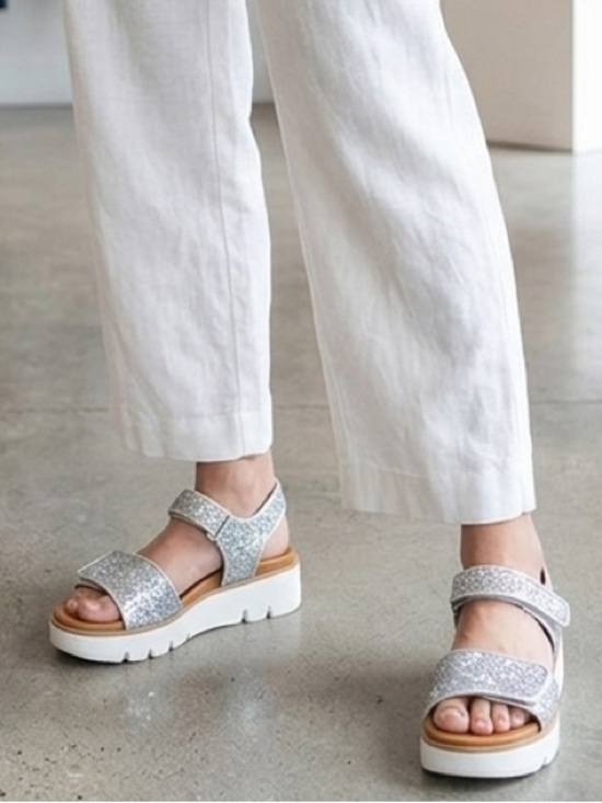 manuela de juan Shoes - Sparkle Platform Sandals in Silver